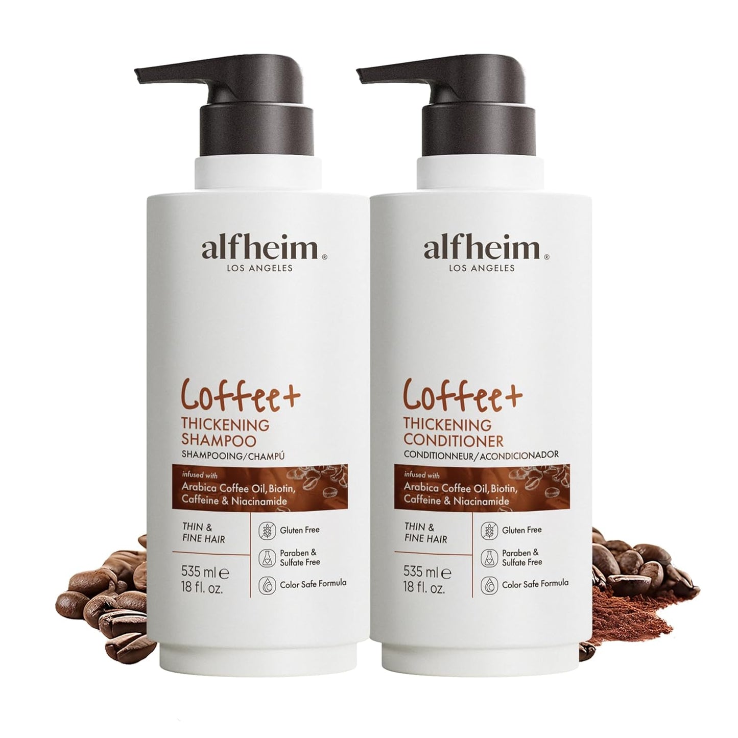 ALFHEIM Coffee+ Thickening Shampoo & Conditioner Set for Fine Hair