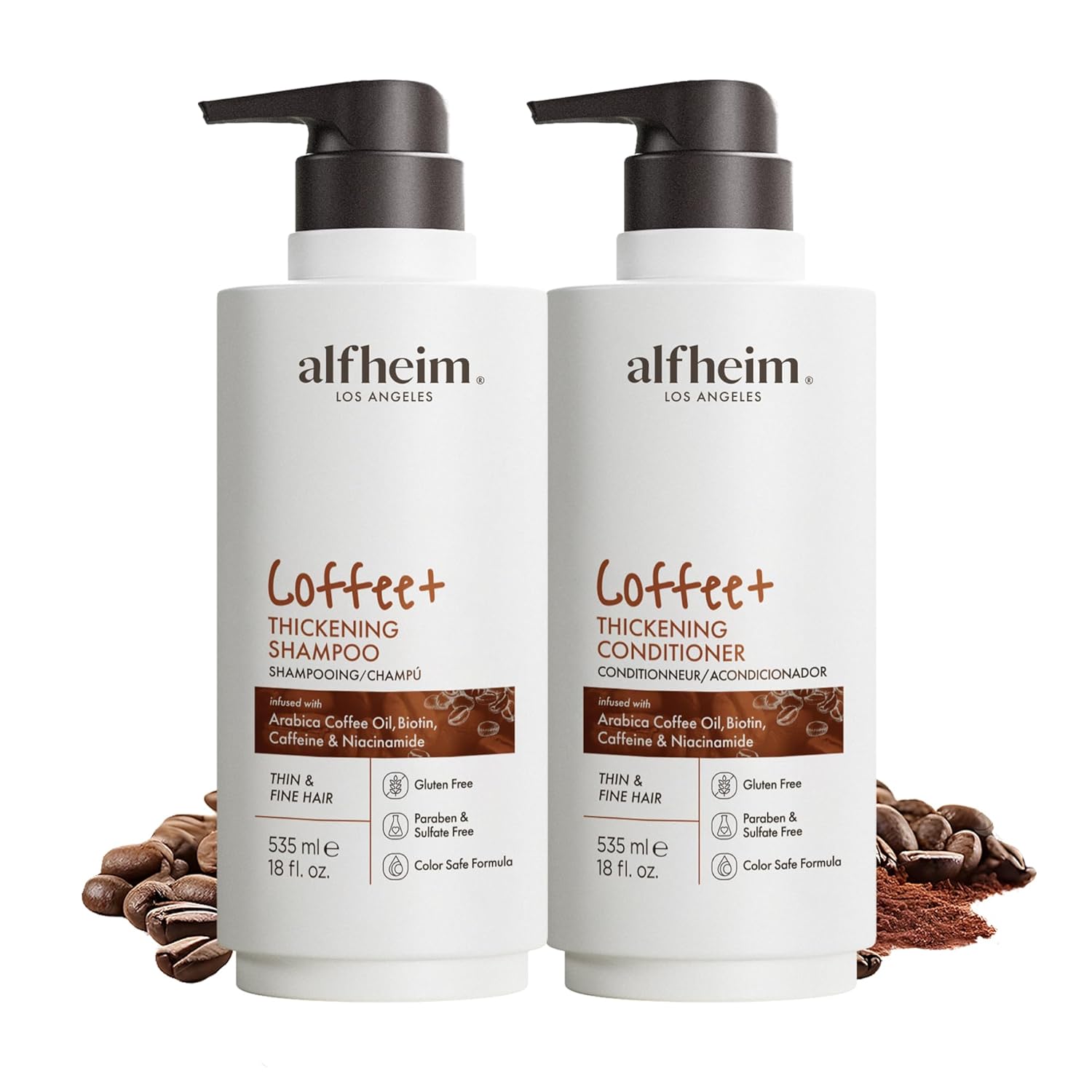 ALFHEIM Coffee+ Thickening Shampoo & Conditioner Set for Fine Hair