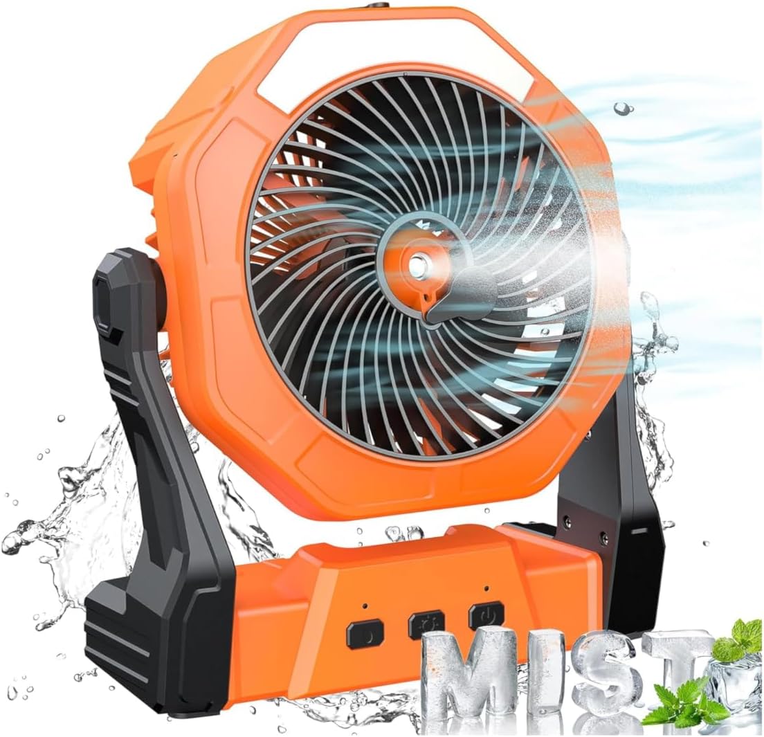 Portable Misting Fan for Patios with Water Mist and Battery