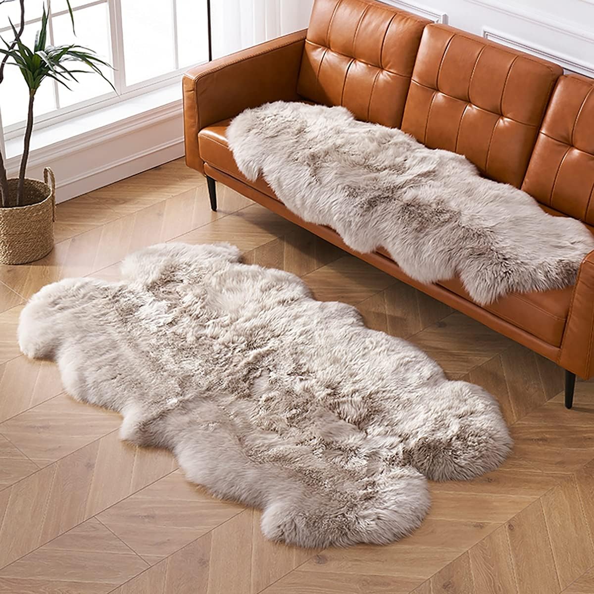 HUAHOO Premium Genuine Sheepskin Rug for Luxury Home Decor