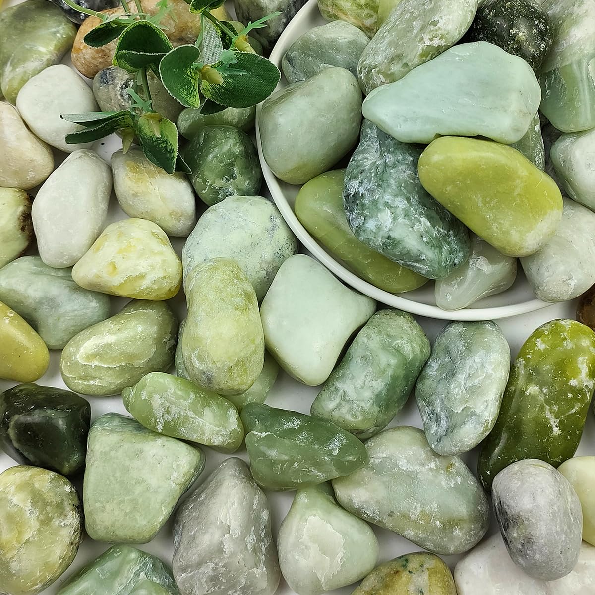 20LB Natural Decorative Jade Pebbles for Landscaping and Decor