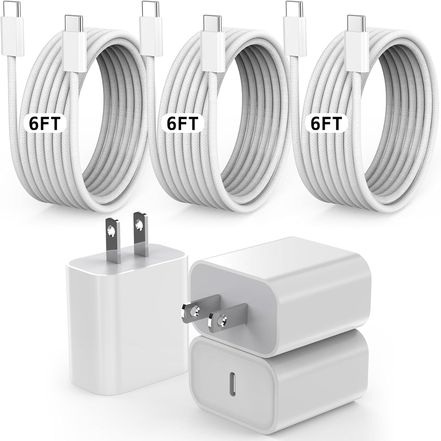 iPhone 16/15 Charger Fast Charging 3Pack 20W PD Type C Plug