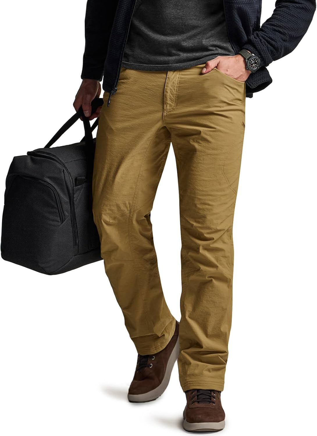 CQR Men's Winter Fleece Lined Pants for Outdoor Activities
