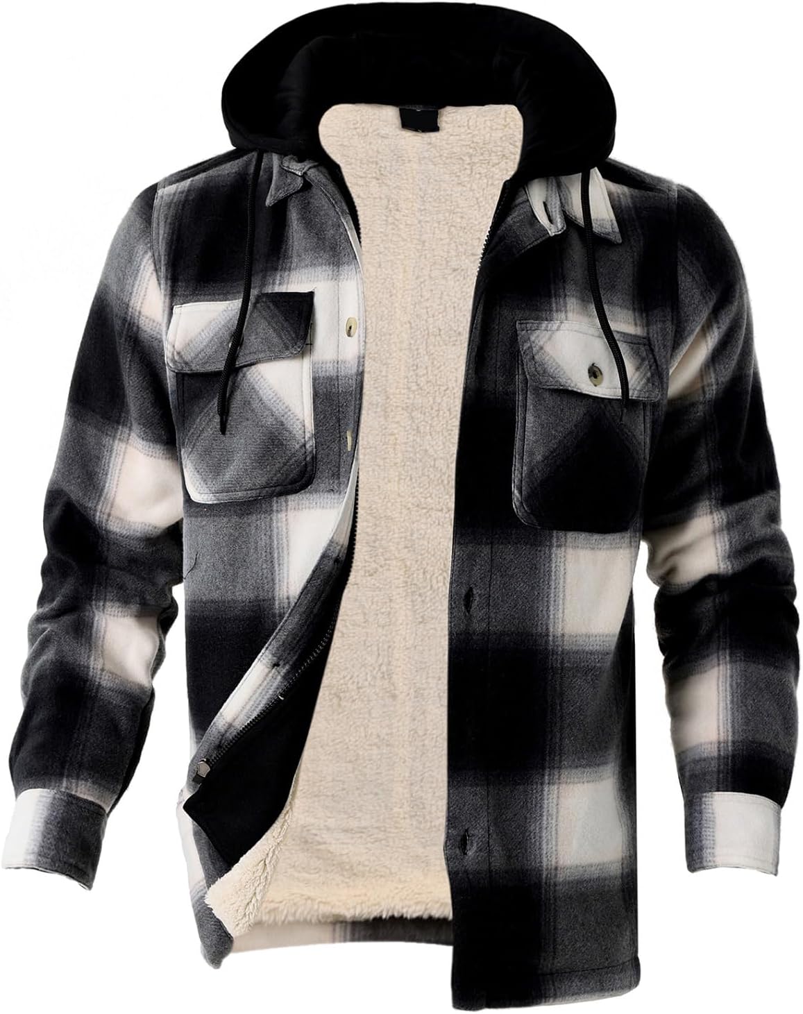 Winter Heavy Warm Sherpa Lined Fleece Plaid Flannel Jacket