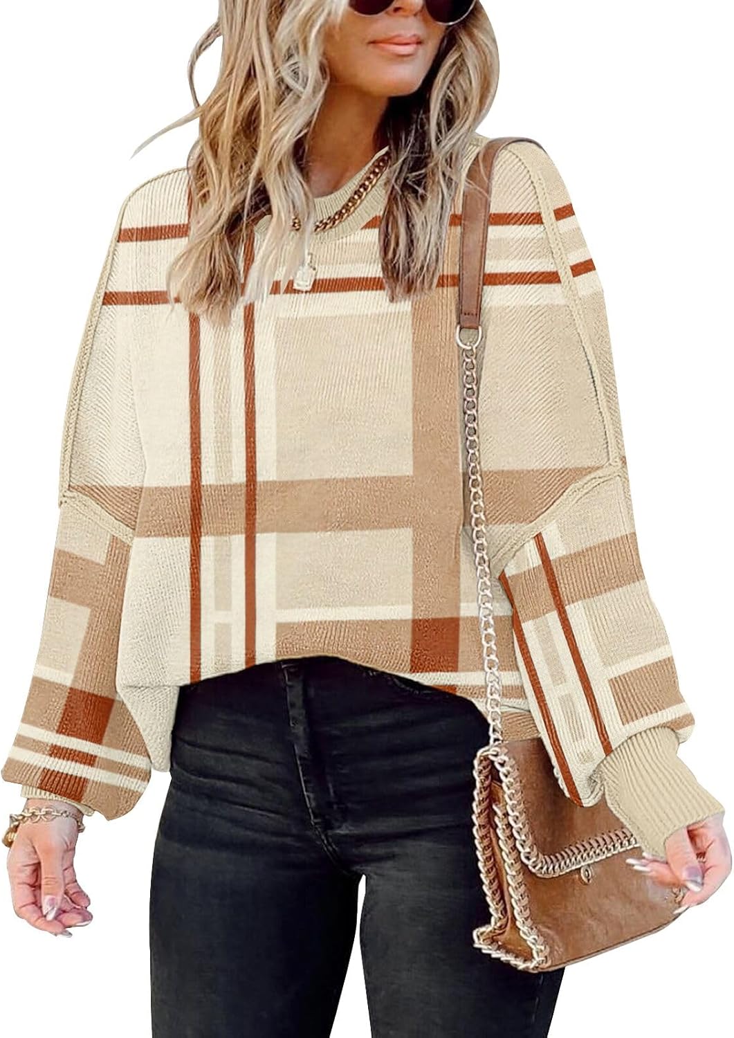 Womens Oversized Pullover Sweater with Batwing Sleeves and Style