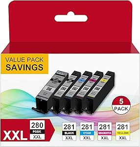 PGI-280XXL CLI-281XXL Compatible Ink Cartridge 5 Pack