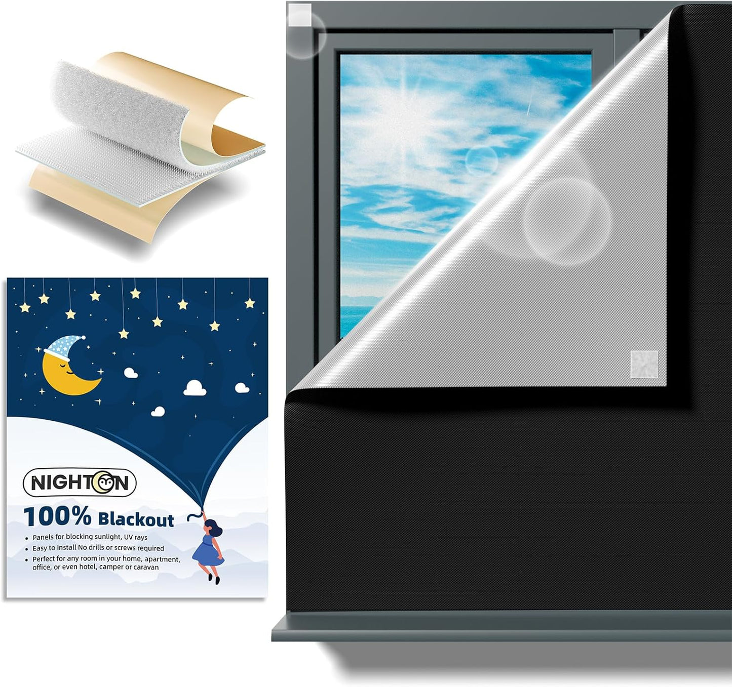 NIGHTON Portable Blackout Curtains for Total Darkness Anywhere