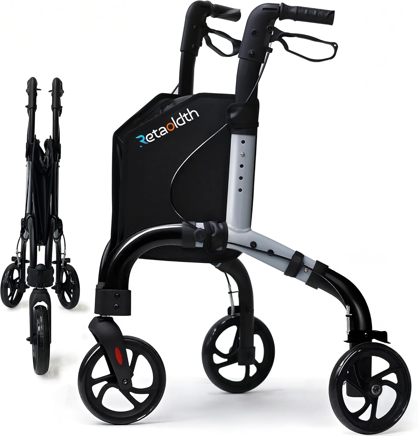 Premium 3 Wheel Rollator Walker for Seniors - Lightweight Aid