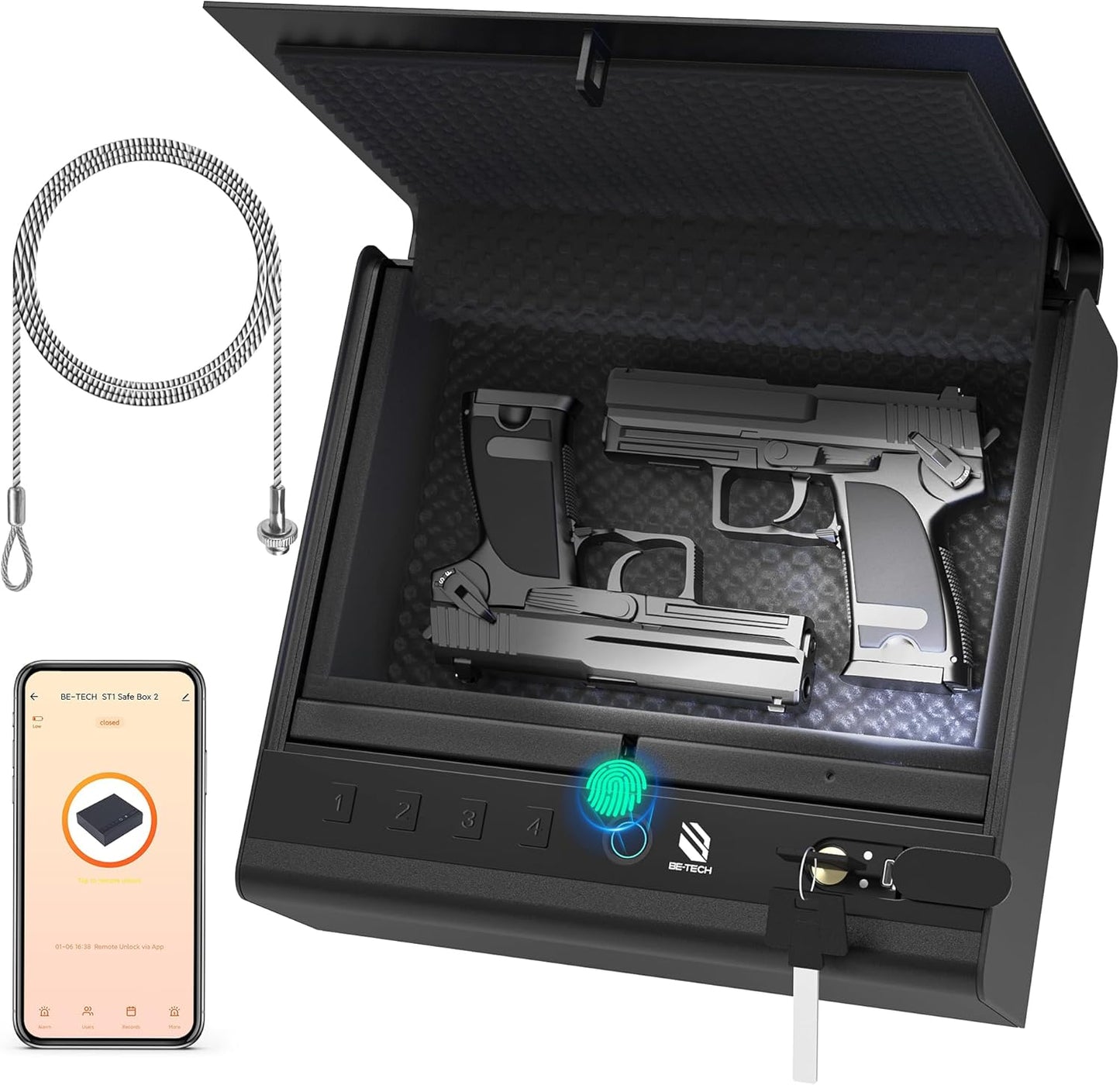 Biometric Gun Safe with App Control for Quick Access Handguns
