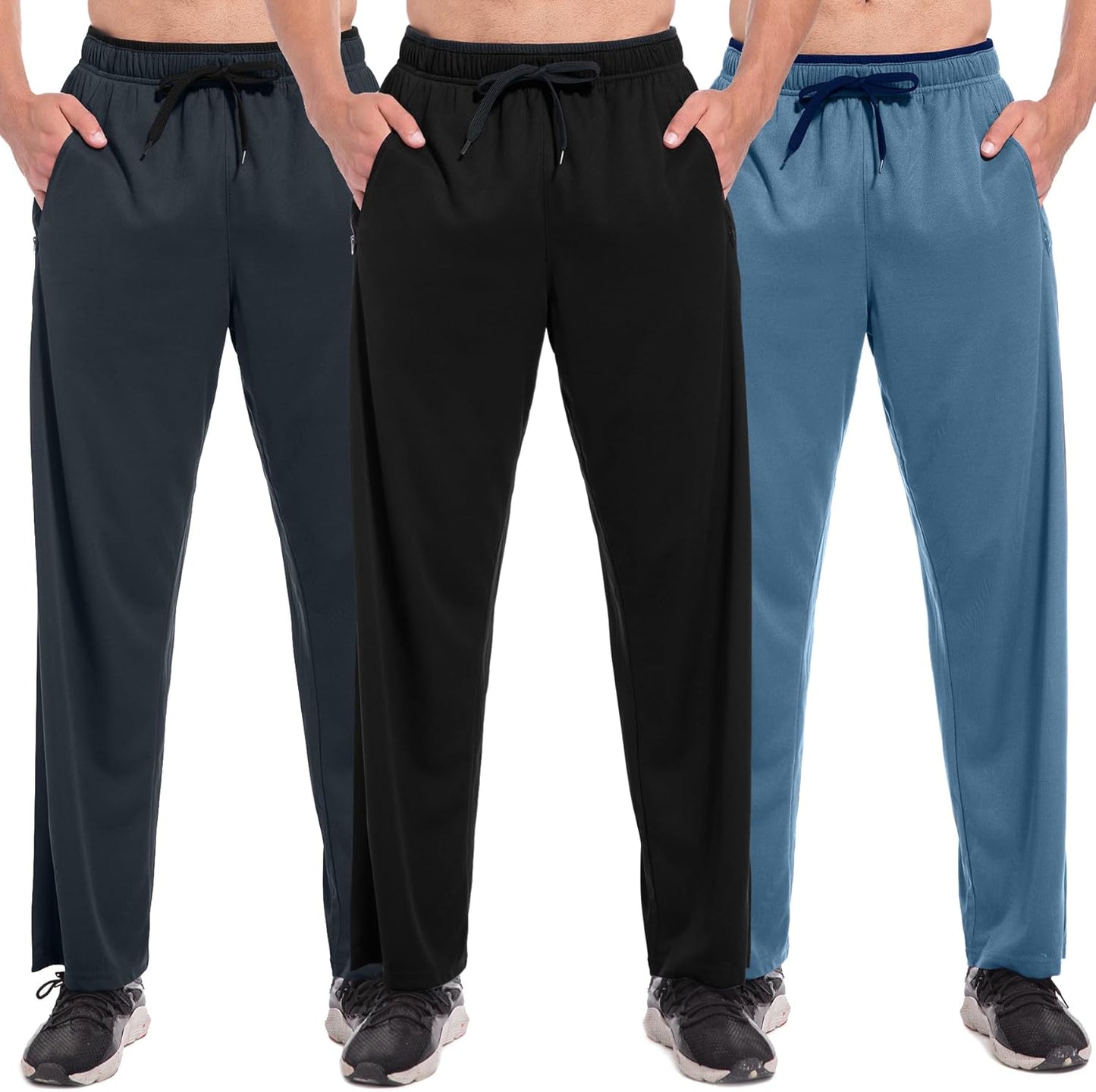 Mens Sweatpants with Zipper Pockets for Workout and Training