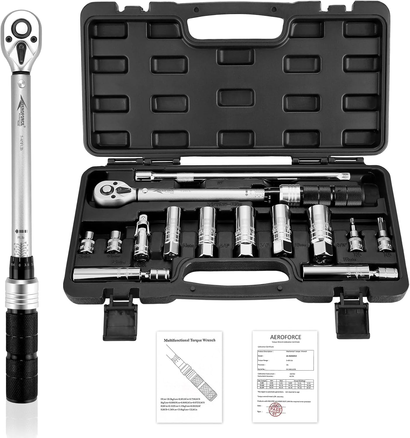 AEROFORCE 14PCS Drive Swivel Magnetic Spark Plug Socket Set