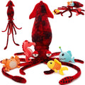 5Pcs Giant Squid Stuffed Animal Set with 4 Sea Friends - Big Cuddly