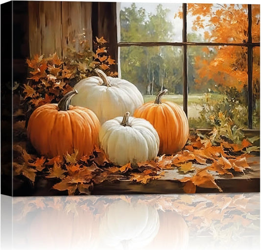 Vintage Pumpkin Window Fall Wall Art Decor for Cozy Homes