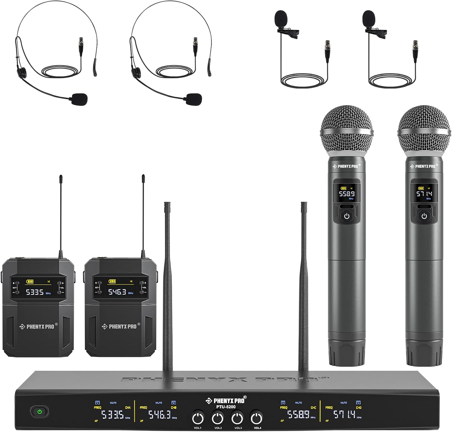 Ultimate 4-Channel Wireless Mic Set - Phenyx Pro