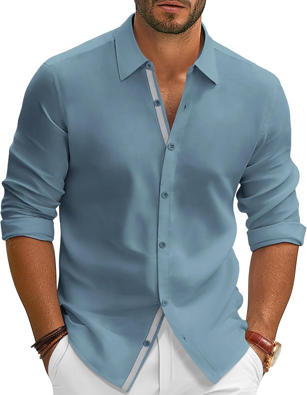 Wrinkle Free Stretch Button Down Shirt for Modern Men