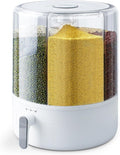 Grain and Rice Storage Container 6 Grid Dispenser - Airtight Rotating