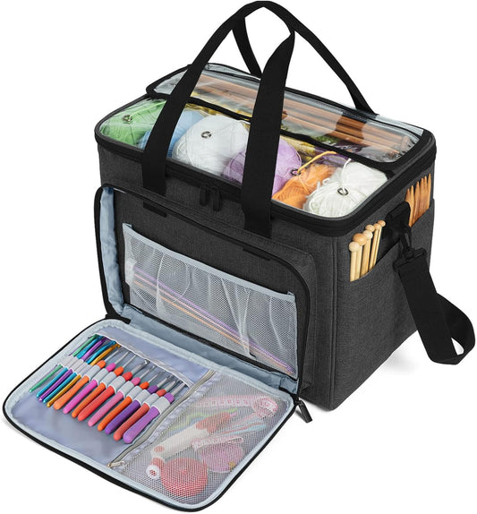 Teamoy Knitting Bag - Spacious Yarn Tote Organizer for Projects