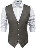 COOFANDY Men's Suede Leather Vest for Western Style Fashion