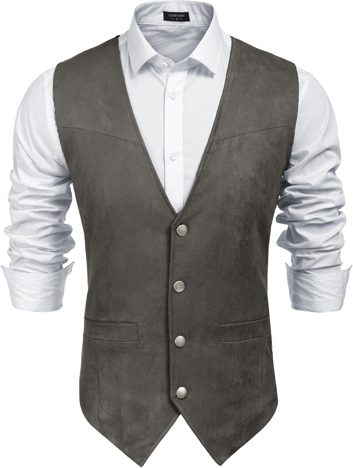 COOFANDY Men's Suede Leather Vest for Western Style Fashion