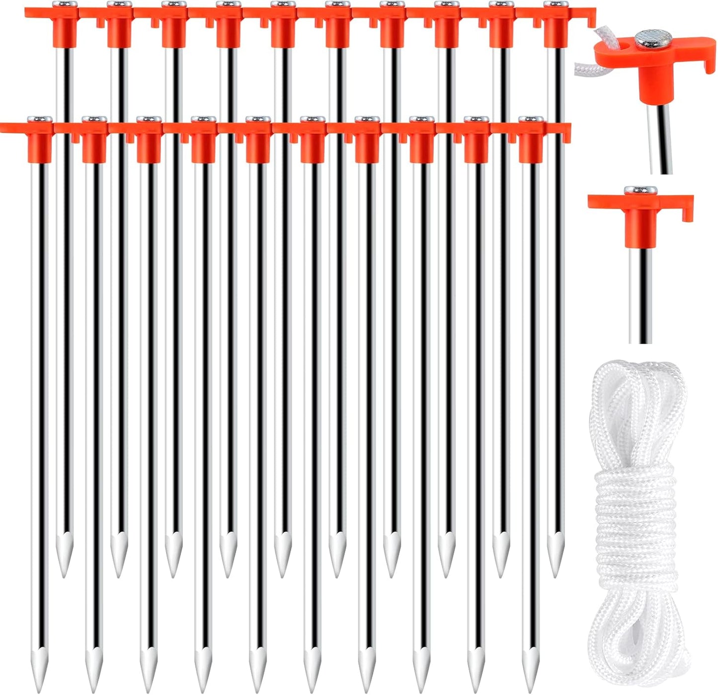 Non-Rust Heavy Duty Tent Stakes - Set of 20
