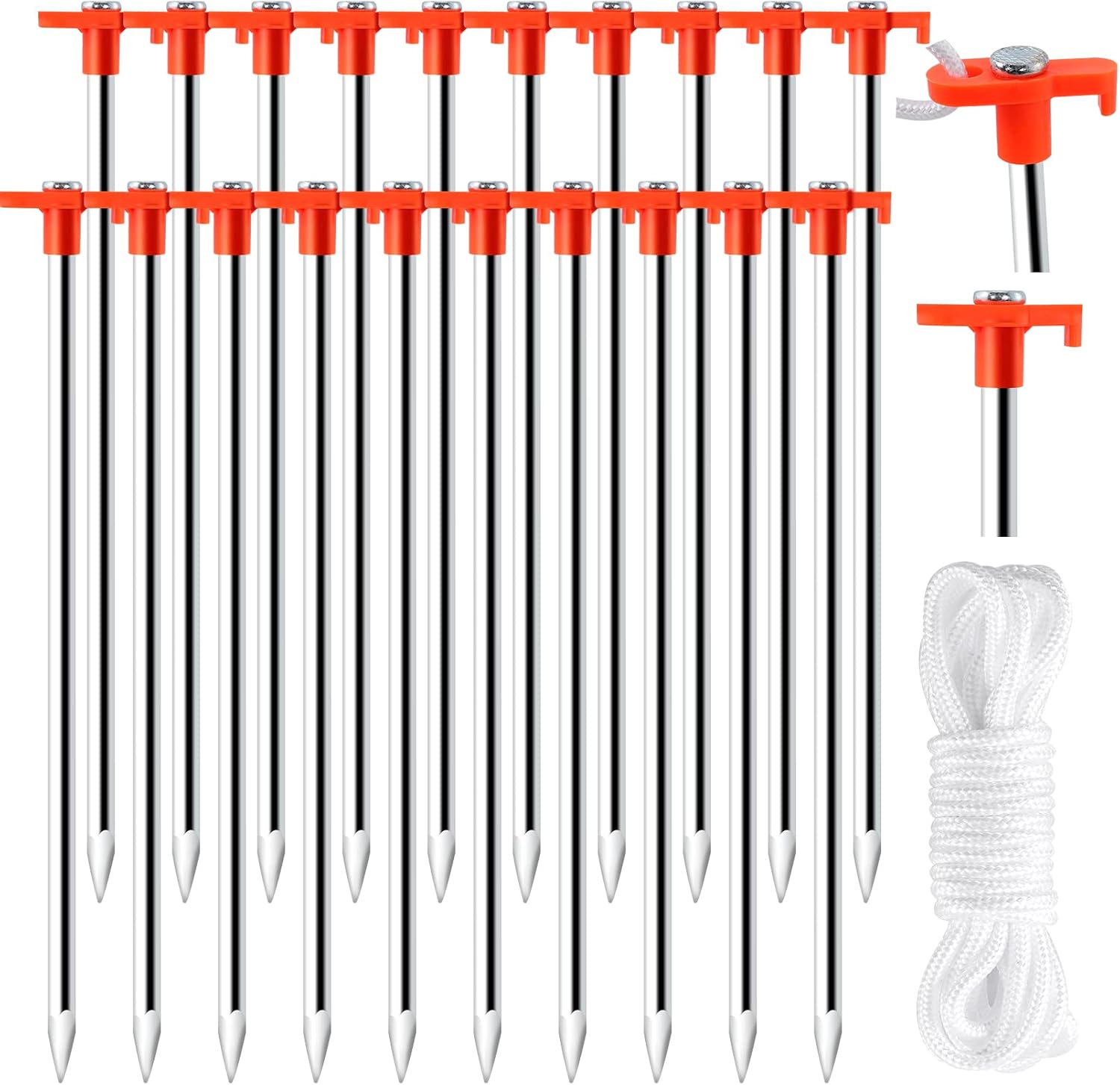 Non-Rust Heavy Duty Tent Stakes - Set of 20