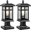 2 Packs Outdoor Post Light Black Pole Lantern - Weatherproof Pier