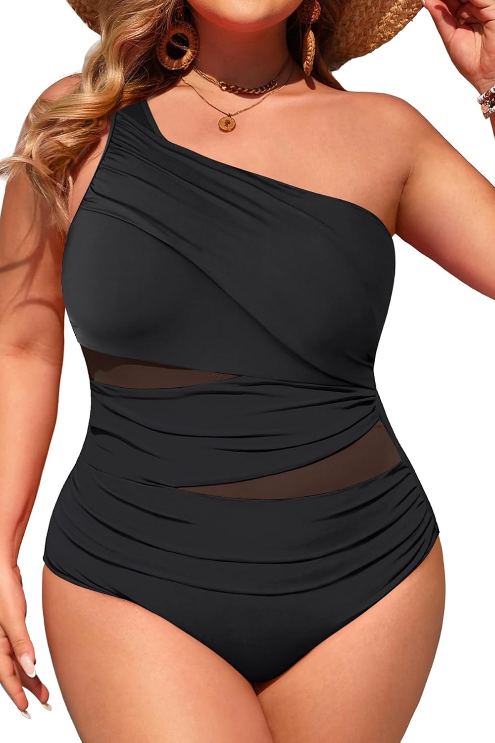 Aqua Eve Plus Size One Piece Swimsuit for Tummy Control