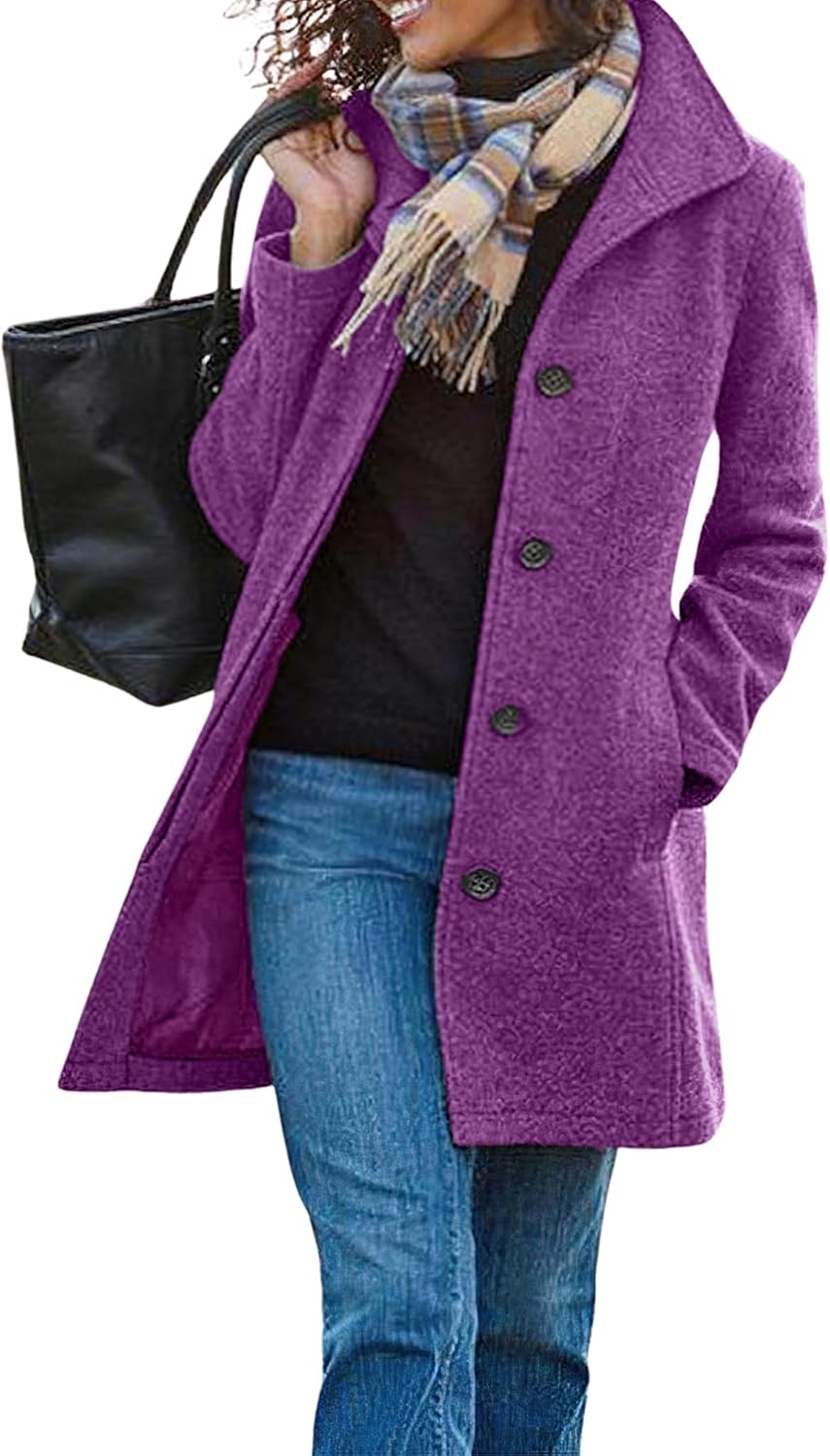 CHARTOU Women's Casual Thicken Wool Blend Pea Coat for Winter