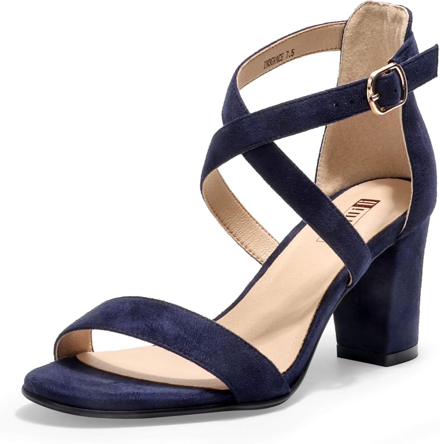 IDIFU Women's Grace Strappy Block Heels Sandals for Comfort