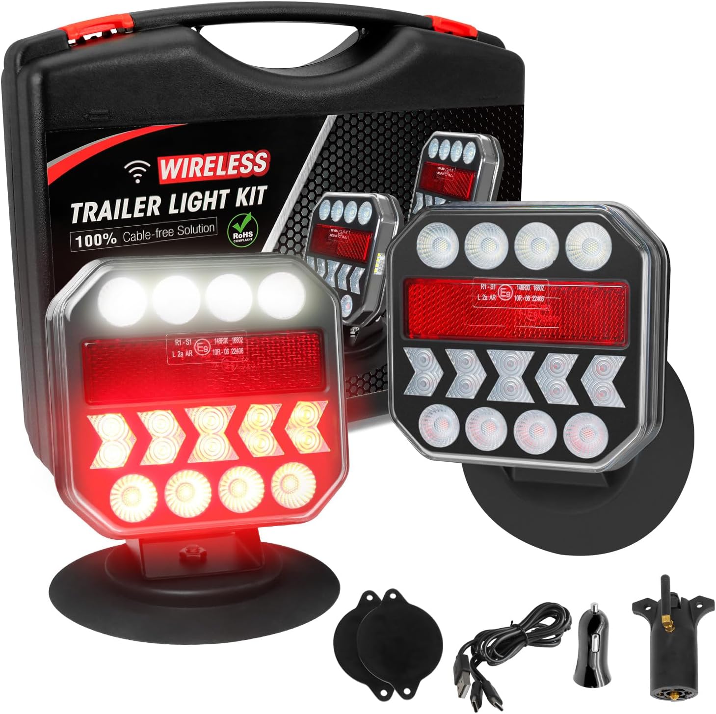 Wireless Trailer Lights with 110 Rotatable Magnetic LED Design