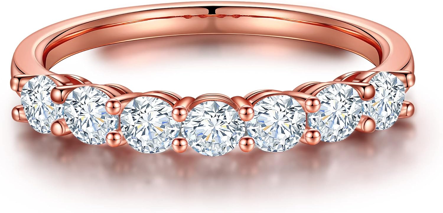 7 Stone Moissanite Rings for Women in 14K Gold and Silver