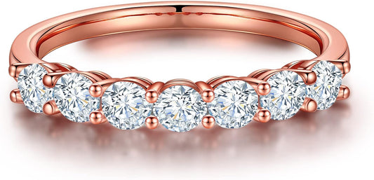 7 Stone Moissanite Rings for Women in 14K Gold and Silver