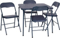 Folding Card Table and Chairs Set - Portable 5-Piece Navy