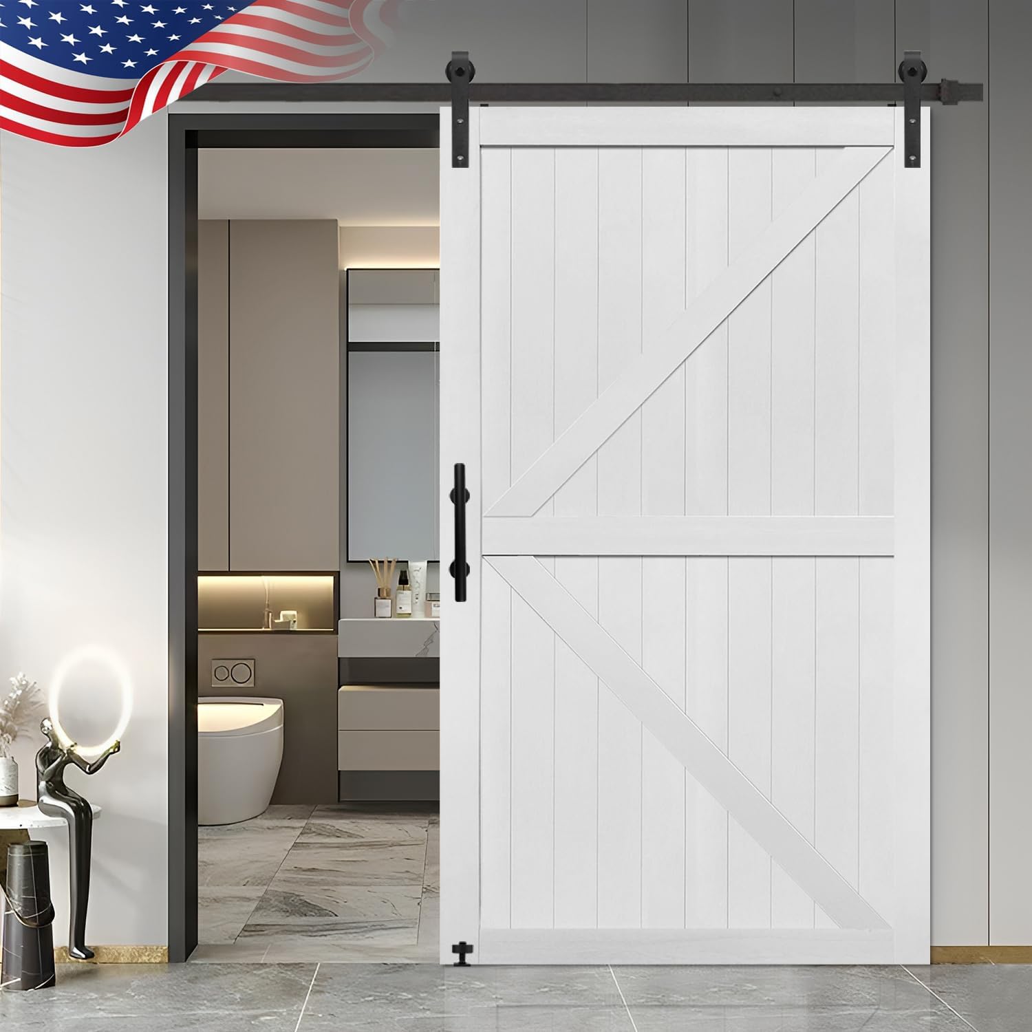 50in x 84in MDF Barn Door with 10FT Sliding Hardware Kit