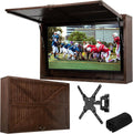 Outdoor TV Enclosure Solid Wood Hard Cover with Flip-up Door