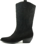 Soda Reno Women Western Cowboy Pointed Toe Knee High Boots - Pull On
