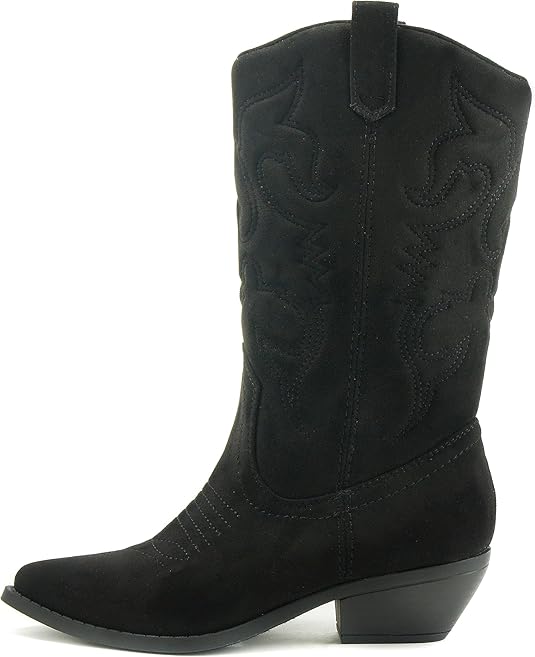 Soda Reno Women Western Cowboy Pointed Toe Knee High Boots