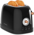 CROWNFUL 2-Slice Toaster with Extra-Wide Slots - Retro Stainless Steel