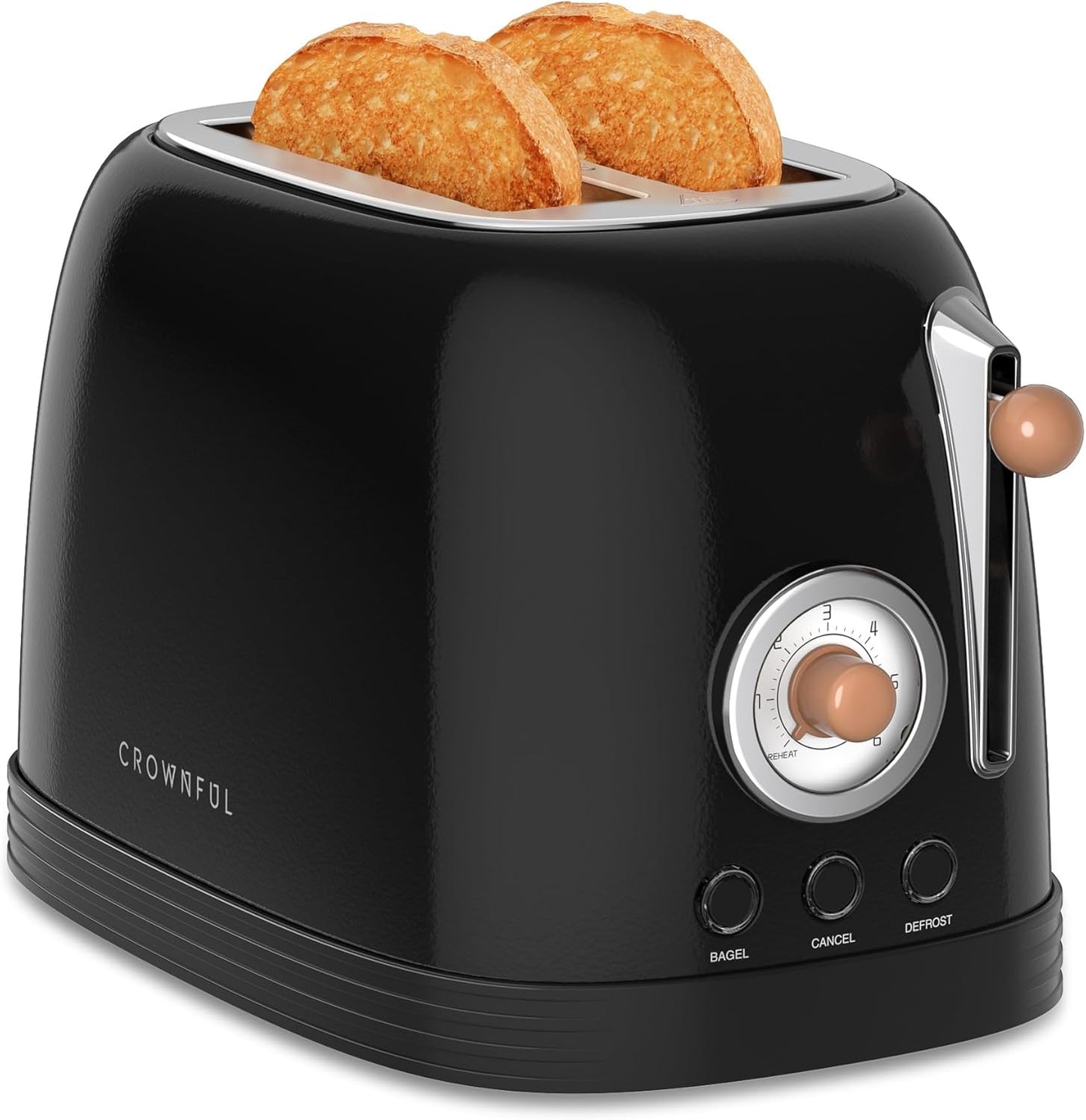CROWNFUL 2-Slice Toaster with Extra Wide Slots for Bagels
