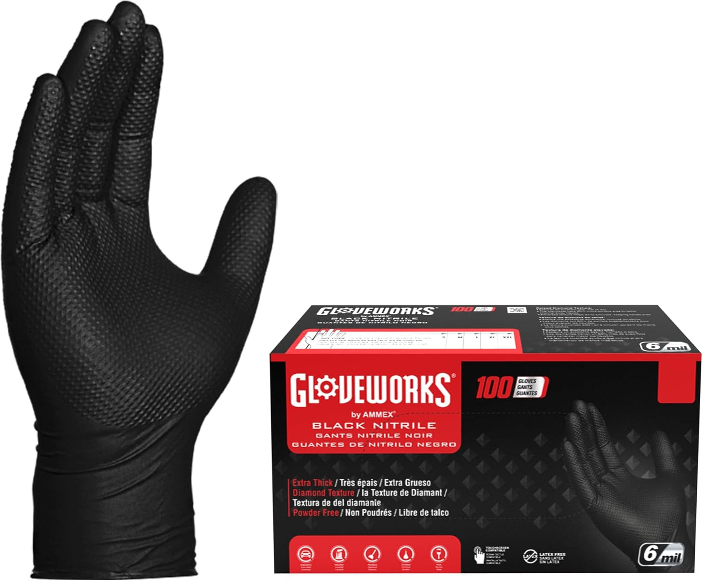 6 mil Heavy-Duty Black Nitrile Gloves