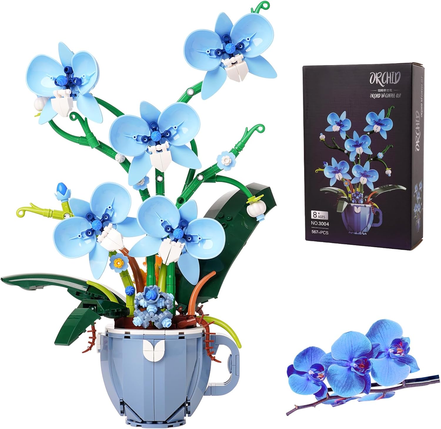 Icons Blue Orchid Building Block Set for Home Decoration