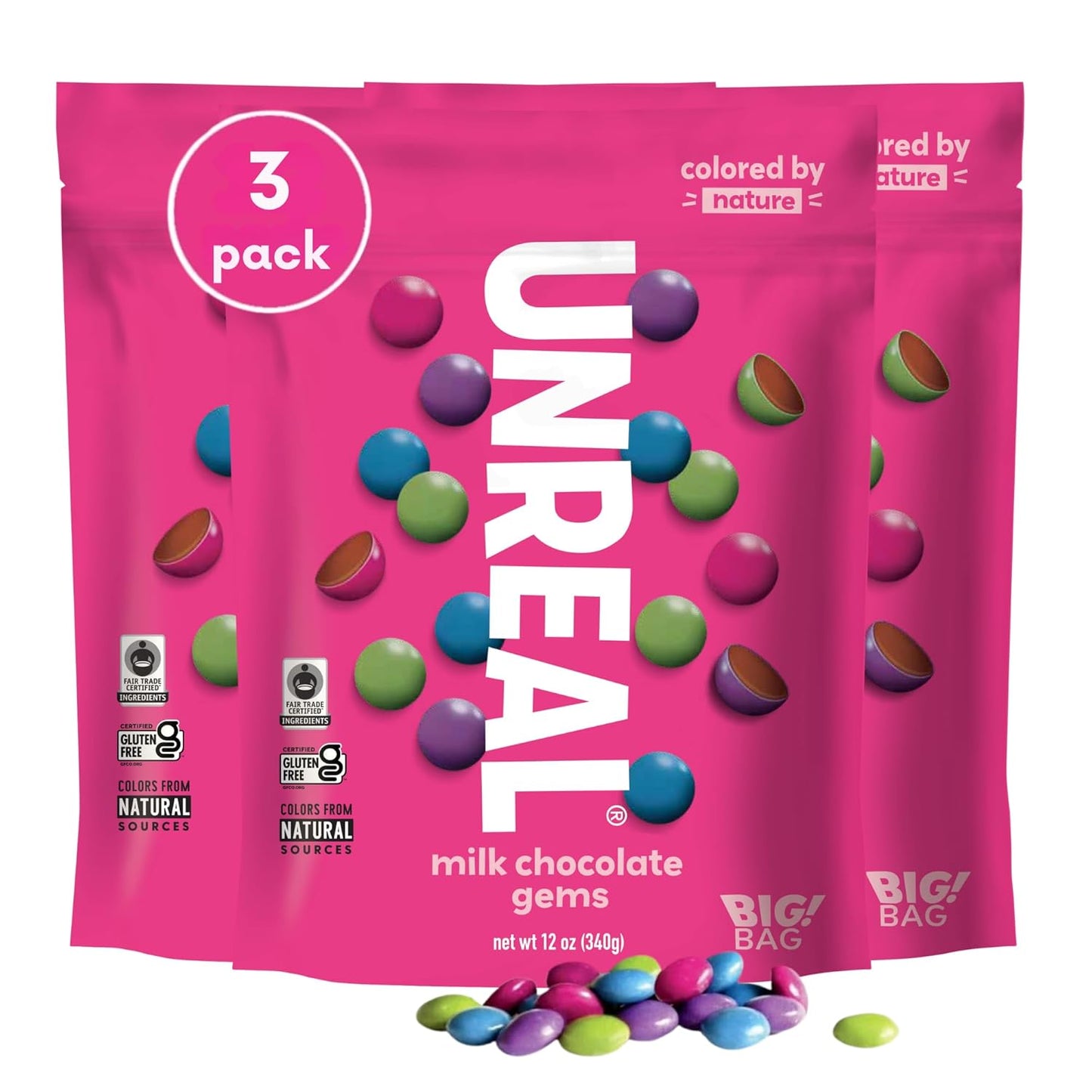 UNREAL Milk Chocolate Gems - Fair Trade, Non-GMO, Gluten Free