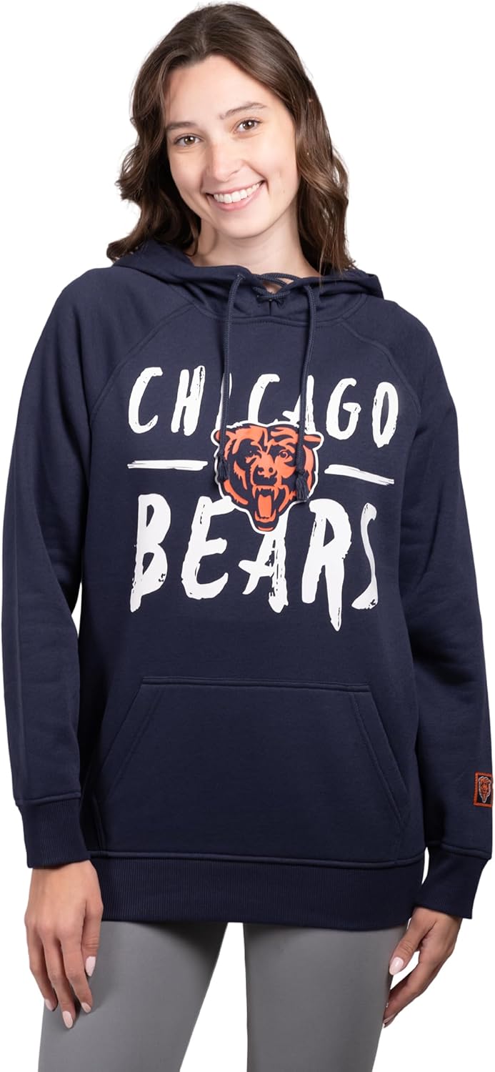 Ultra Game Women's NFL Super Soft Tie Neck Hoodie Sweatshirt