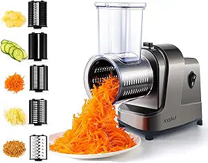 Electric Cheese Grater with 5 Blades for Quick Food Prep