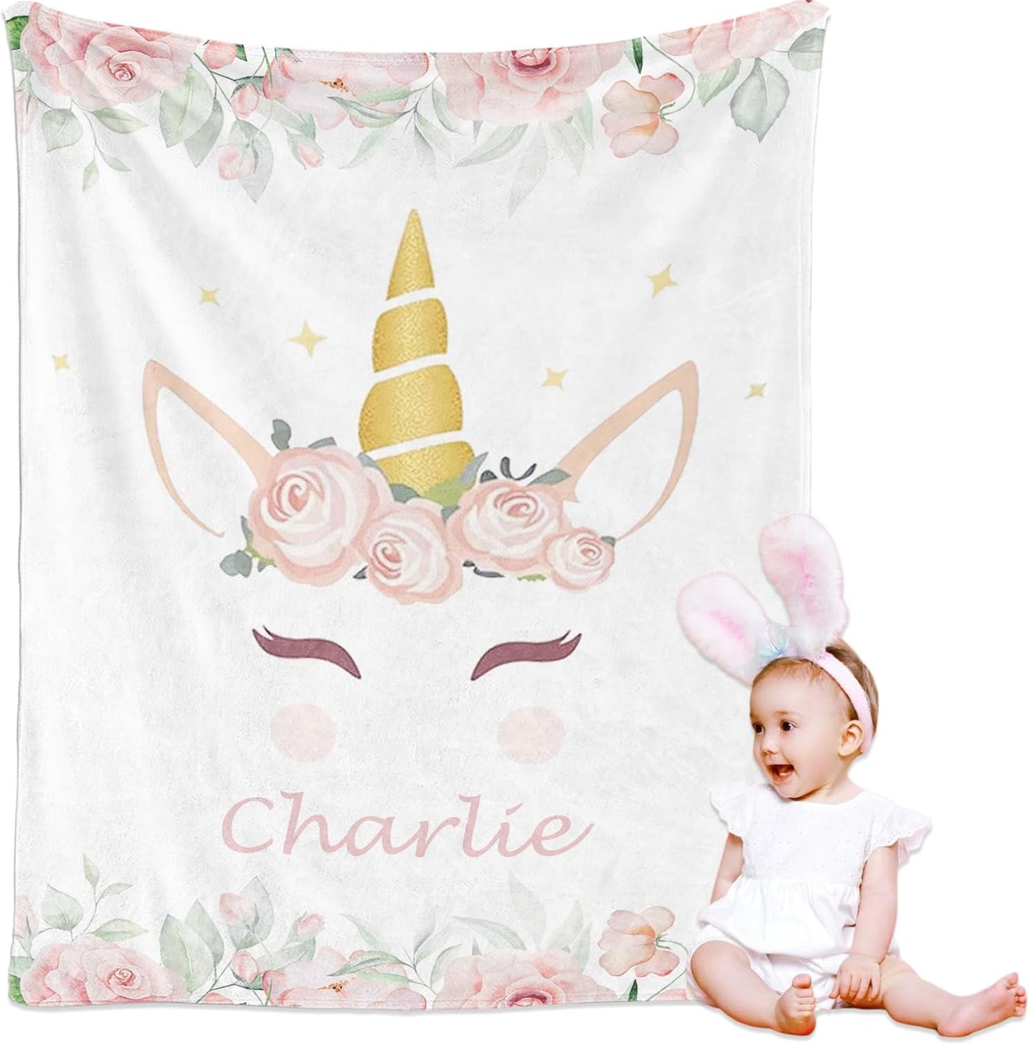 Personalized Soft Flannel Baby Blanket by Nidayde
