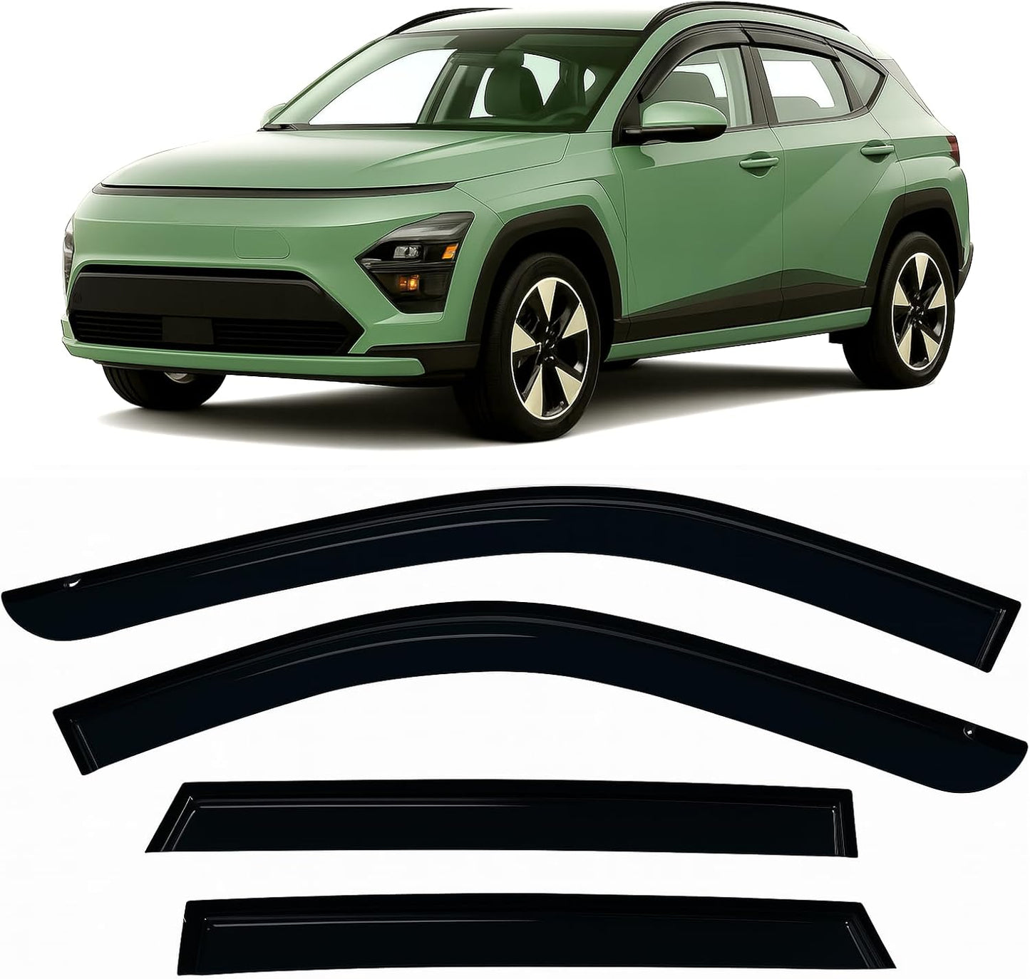 2024-2026 Tape-On Rain Guards for Hyundai Kona Side Window Visors