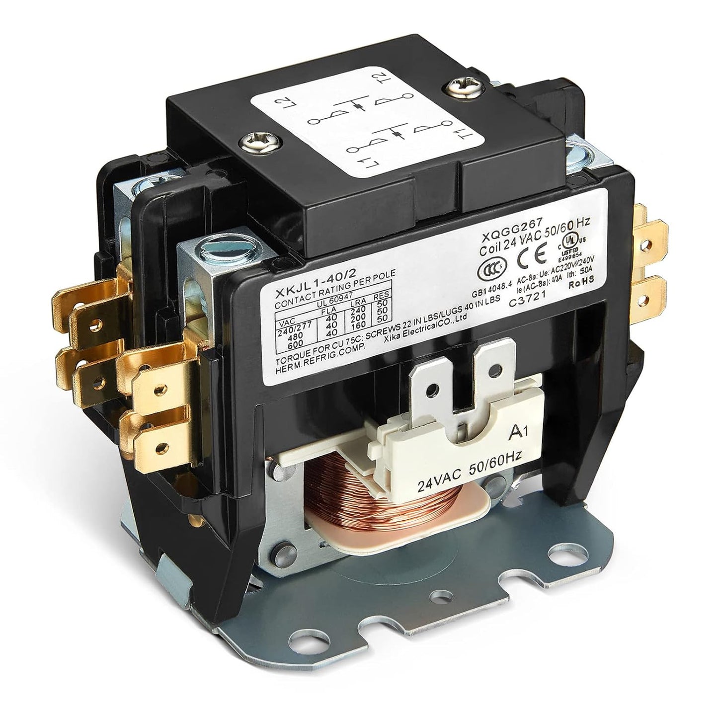 Reliable 40A 24V AC Contactor for HVAC Systems