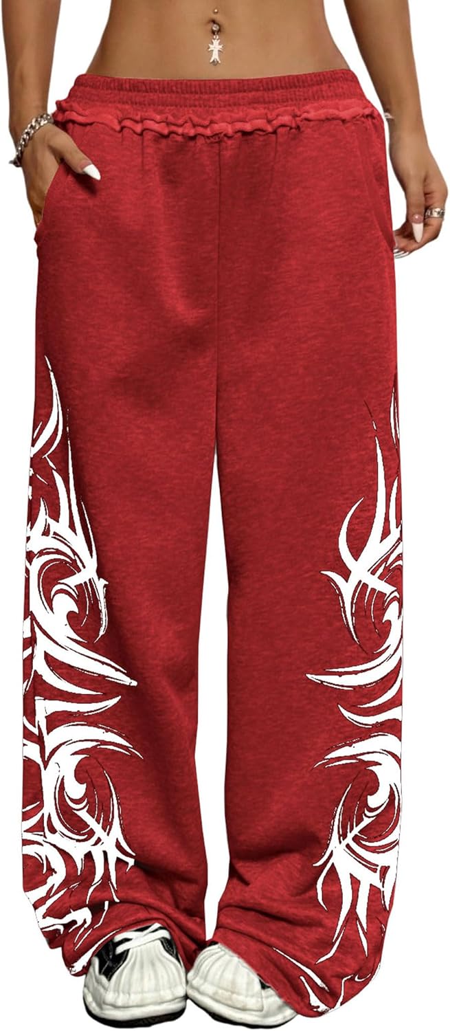 ZAFUL Womens Wide Leg Sweatpants for Y2K Gothic Style Lovers