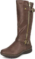 DREAM PAIRS Women's Faux Fur Knee High Boot - Warm Quilted Riding