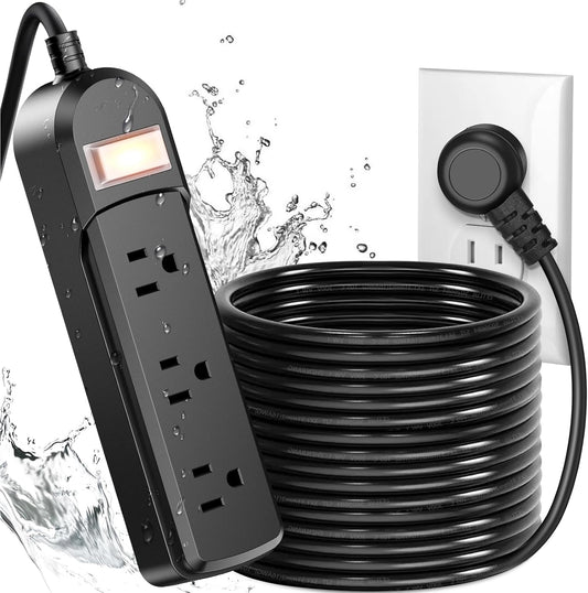 IPX6 Outdoor Power Strip Weatherproof Surge Protector with 25FT Cord
